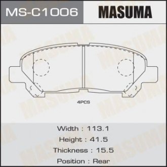 КОЛОДКИ Колодки тормозные дисковые Toyota Highlander, GSU40 Masuma MSC-1006 (фото 1)