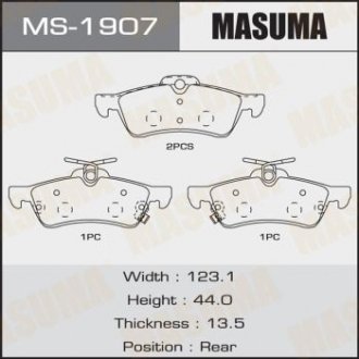 КОЛОДКИ 43022-TV0-E01 YARIS NLP90L, SCP90L, NLP130L rear Masuma MS-1907 (фото 1)