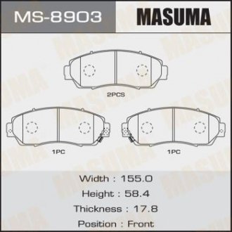 КОЛОДКИ C14060, C14059 SP2115 CR-V RE3.RE4 front (1 8) Masuma MS-8903 (фото 1)