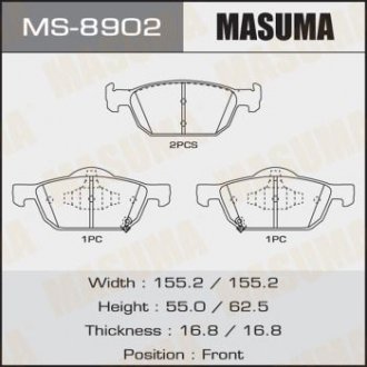 КОЛОДКИ C14055, C14065 ACCORD V2000, V22000 front Masuma MS-8902 (фото 1)