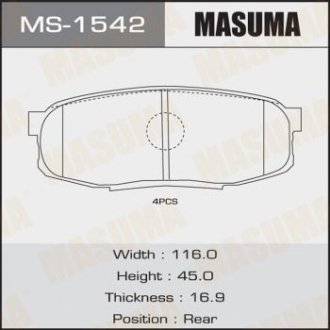 КОЛОДКИ LAND CRUISER UZJ200W rear C22039 SP1382 Masuma MS-1542 (фото 1)