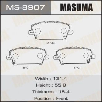 КОЛОДКИ C14051 CIVIC CIVIC HYBRID front (1 12) Masuma MS-8907 (фото 1)
