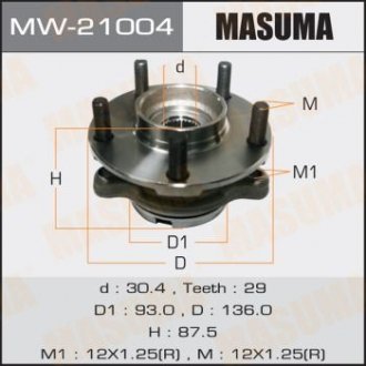 ПОДШИПНИКИ Ступичный узел front MURANO Z50 Masuma MW-21004 (фото 1)