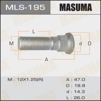 ШПИЛЬКИ ГАЙКИ Шпилька-ступицы-CA33 P12 FR Masuma MLS-195 (фото 1)