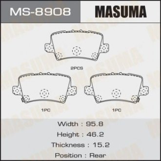 КОЛОДКИ C24014 CIVIC rear (1 12) Masuma MS-8908 (фото 1)