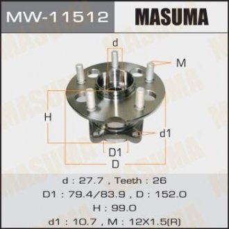 ПОДШИПНИКИ rear RAV4 ACA21L Masuma MW-11512 (фото 1)