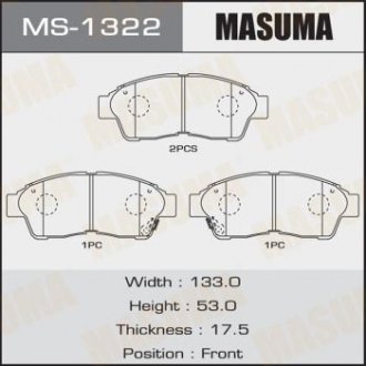КОЛОДКИ C12064 SP1110 Masuma MS-1322 (фото 1)