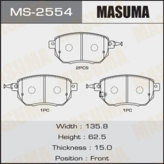 КОЛОДКИ SP2107 C11093 Masuma MS-2554 (фото 1)