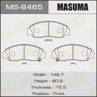 КОЛОДКИ HONDA CIVIC Masuma MS-8465 (фото 1)