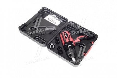 Гайковерт сетевой 1/4 "HEX x 1/2" F, 1020 Вт, 600 Нм, 2600 об / мин + 4 головки и кейс(про-во) YATO YT-82021 (фото 1)
