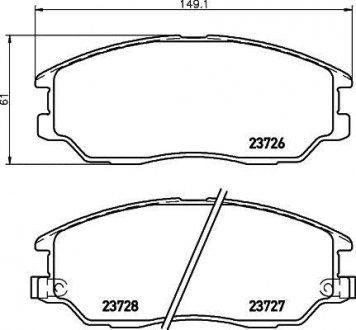 Колодки гальмівні дискові передние Hyundai Terracan 2.9, 3.5 (03-06) NISSHINBO NP6092 (фото 1)