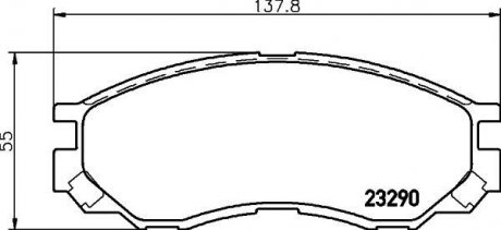 Колодки гальмівні дискові передние Mitsubishi L200, L300, L400 2.0, 2.4, 2.5 (91-05) NISSHINBO NP3012 (фото 1)