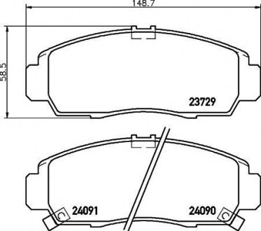 Гальмівні колодки HONDA Accord/Civic "F "95>> NISSHINBO NP8010 (фото 1)