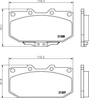 Колодки гальмівні дискові передні Subaru Impreza 2.0, 2.5 (00-07) NISSHINBO NP7012 (фото 1)