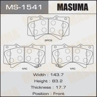 Колодки гальмівні передн Lexus LX570/ Toyota Land Cruiser (07-) Masuma MS-1541 (фото 1)