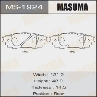 КОЛОДКИ Колодки дисковые RX350 GGL25L rear (1 12) Masuma MS-1924 (фото 1)
