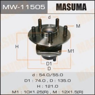 ПОДШИПНИКИ Ступичный узел front COROLLA NDE180, NRE180 Masuma MW-11505 (фото 1)