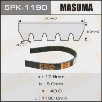 Ремінь поліклиновий Masuma 5PK-1190 (фото 1)