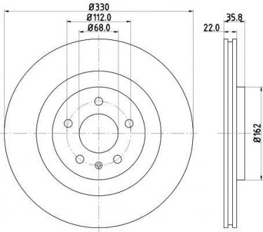 Тормозной диск зад. A4/A5/A6/A7/Q5/Macan 07- 1.8-3.2 (PRO) 330mm HELLA PAGID 8DD355118-021 (фото 1)