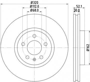 Тормозной диск перед. A4/A5/A6/A7/Q5 07- 1.8-4.0 (PRO) 320mm HELLA PAGID 8DD355117-191 (фото 1)