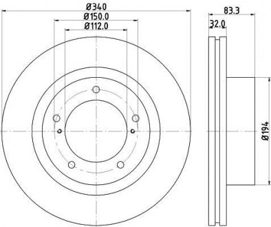 Тормозной диск перед. Lexus LX/Cruiser 200 07- 4.4-6.0 (PRO) HELLA PAGID 8DD355116-551 (фото 1)