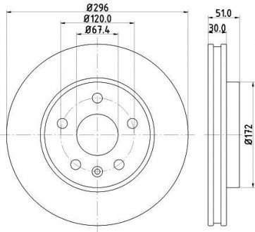Тормозной диск перед. Insignia A/Malibu 08- 1.4-2.4 (PRO) HELLA PAGID 8DD355116-031 (фото 1)