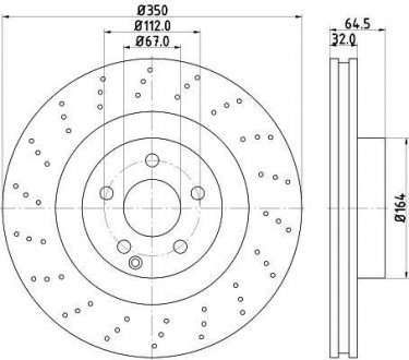 Тормозной диск перед. W221/C216/R230 05-13 2.2-5.5 (PRO) HELLA PAGID 8DD355115-401 (фото 1)