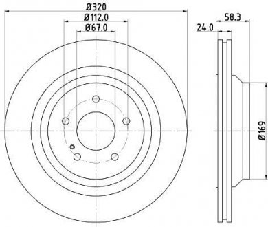Тормозной диск зад. W221/C216 05-13 2.2-5.5 (PRO) HC HELLA PAGID 8DD355128-751 (фото 1)