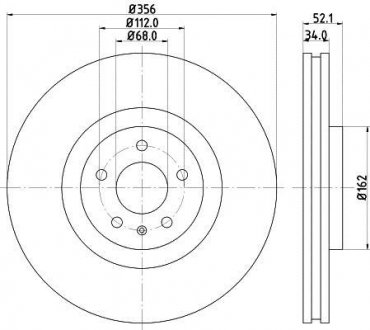 Тормозной диск перед. A6/A7/A8 10- 1.8-4.0 (PRO) HC HELLA PAGID 8DD355129-371 (фото 1)