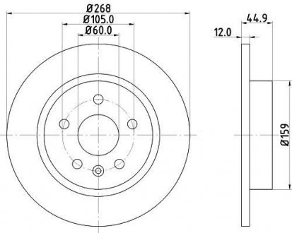 Тормозной диск зад. Cruze/Trax/Astra J 09- 1.3-2.7 HELLA PAGID 8DD355116-581 (фото 1)