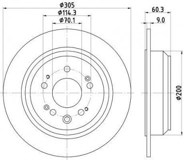 Тормозной диск зад. Accord VIII 08- 2.0-2.4 305mm HELLA PAGID 8DD355116-111 (фото 1)