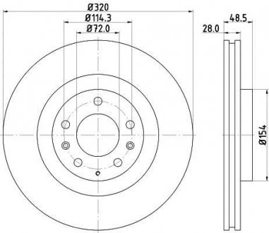 Тормозной диск перед. CX7/CX9 07- 2.2-3.7 (PRO) HELLA PAGID 8DD355118-201 (фото 1)