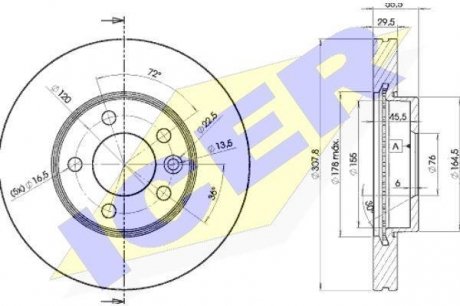 Диск тормозной ICER 78BD6153-2 (фото 1)