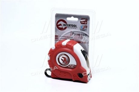 Рулетка с металлическим полотном 10 м x 25 мм "Супер Магнит" blister Intertool MT-0310 (фото 1)