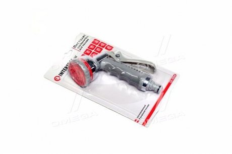 Пістолет-розпилювач для поливу хромований 8-ми функцій ABS, PP, TPR, Zinc alloy Intertool GE-0004 (фото 1)