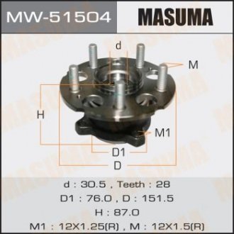 ПОДШИПНИКИ Ступичный узел Honda CR-V, RE4 Masuma MW-51504 (фото 1)
