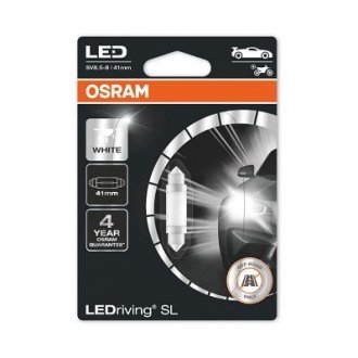 Лампа светодиодная C5W 12V 1W SV8.5 LEDriving SL (41mm) OSRAM 6413DWP-01b (фото 1)