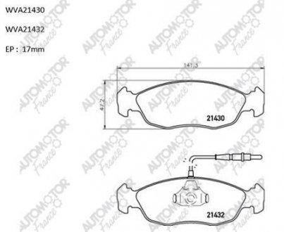 Колодки тормозные передние Citroen Saxo (96-03);Xsara (97-05)/Peugeot 106 (91-), 306 (94-01) Automotor France ABP9106 (фото 1)