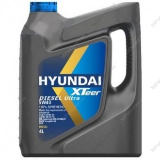 Масло ДВС 5W-40 HYUNDAI диз, Diesel Ultra SN/CF, 6л, синт XTeer 1061223 (фото 1)