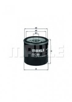 Фільтр оливний Opel 85- (benzin) (без упаковки) MAHLE / KNECHT OC90OF (фото 1)