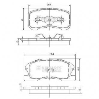 Гальмівні колодки, дискове гальмо (набір) NIPPARTS J3606019 (фото 1)