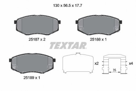 Гальмівні колодки KIA Optima "F "15>> TEXTAR 2518704 (фото 1)
