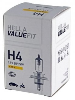 Лампа VALUEFIT H4 12V 60/55W P43t HELLA 8GJ242632081 (фото 1)