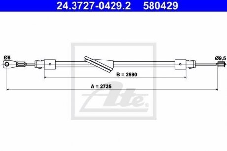 BRAKE SHOE CABLE FRT DB W203 ATE 24372704292 (фото 1)