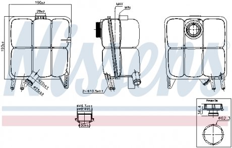 Бачок расширительный с крышкой FORD C-MAX (CB7,CEU) (10-) 2.0 TDCi NISSENS 996123 (фото 1)