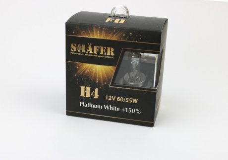 Лампа галогенова H4 12V60/55W Platinum White +150% (комплект, картонний бокс 2шт) SHAFER SL3004P (фото 1)