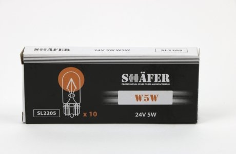 Лампа накалювання 24V 5W W5W SHAFER SL2205 (фото 1)