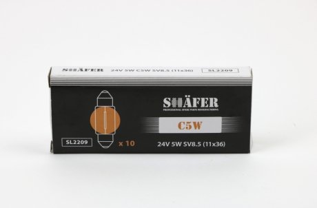 Лампа накалювання 24V 5W C5W SV8.5 SHAFER SL2209 (фото 1)