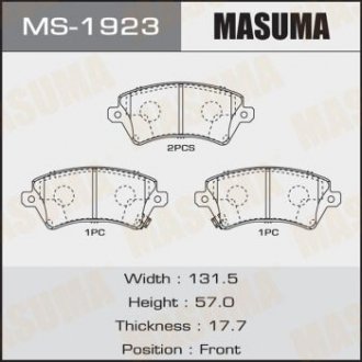 Колодки дисковые COROLLA/ NDE120, ZZE12#, CDE120 front (1/12) Masuma MS1923 (фото 1)