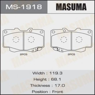 Колодки дисковые HILUX/ KUN25L, 26L, 35L 2011- front (1/12) Masuma MS1918 (фото 1)